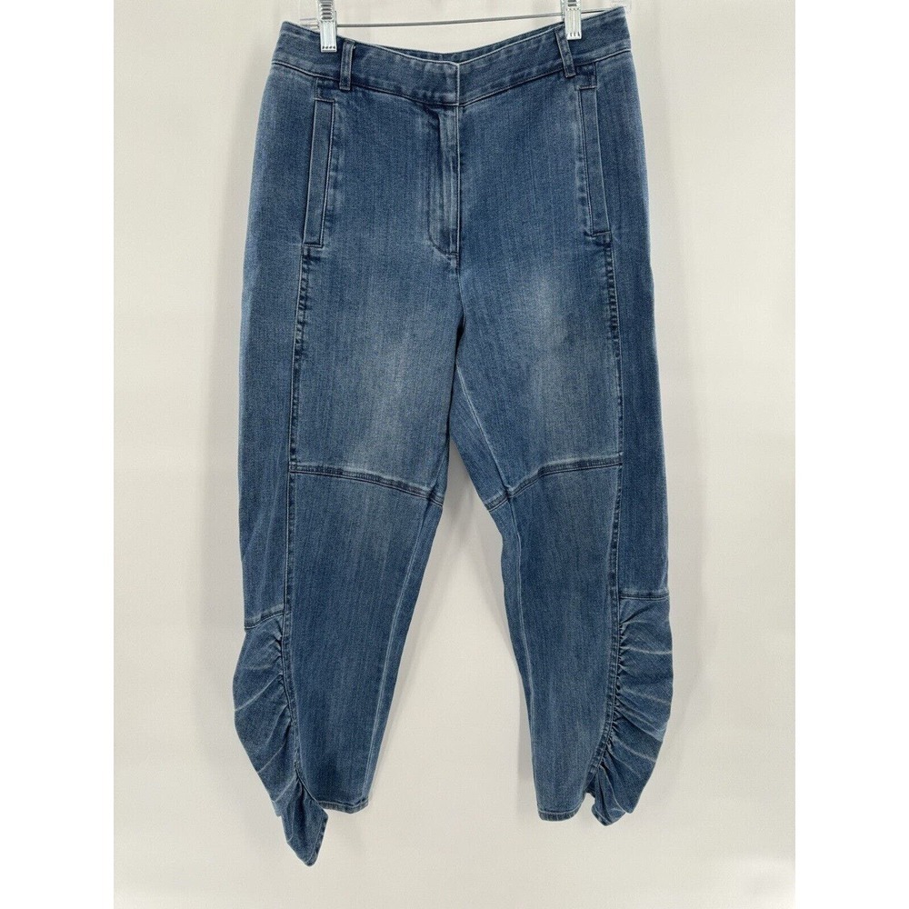 Tibi Jeans Size 6 Vintage Stone Slouchy Rouched Blue Cropped Denim Pants Women’s - Picture 4 of 16